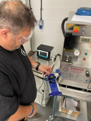 Portable appliance testing equipment in use
