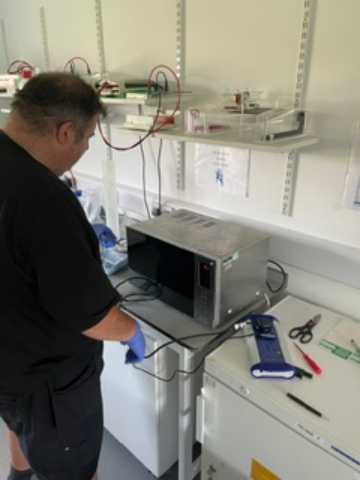 PAT testing electrical equipment in a laboratory